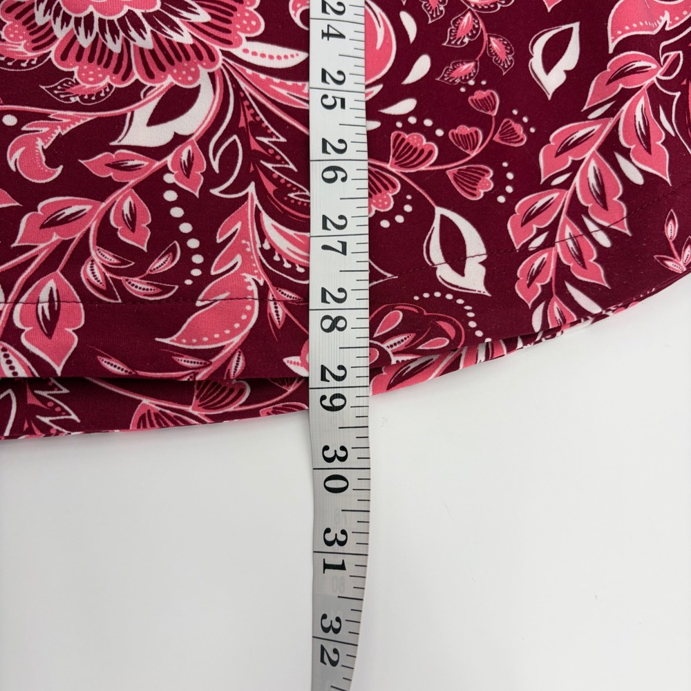 Kim Rogers Womens XXL Burgundy Floral Tunic Top Pleated Empire Waist 3/4 Sleeve - Picture 5 of 5